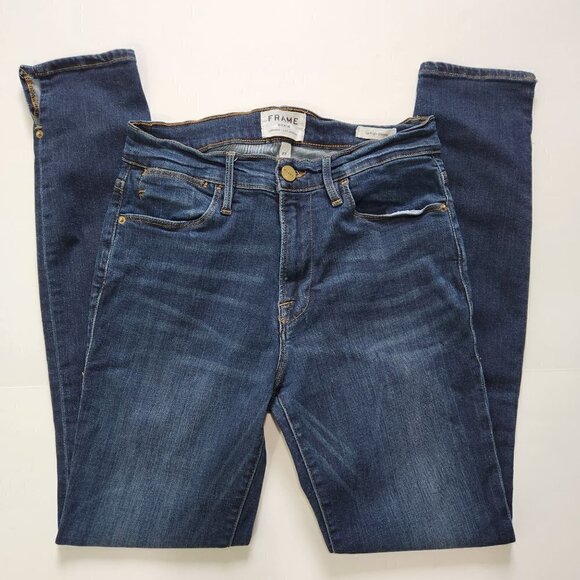 FRAME Le High Skinny Jeans in Wythe Size 27 Split Hems Stretch Denim - Picture 6 of 9